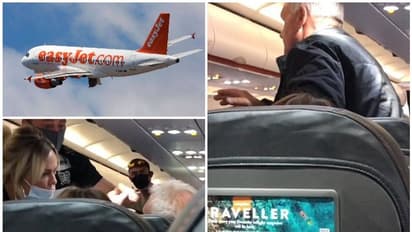 മാസ്ക് ധരിക്കില്ലെന്ന് വിമാനത്തിനുള്ളില് ബഹളംവച്ച ഭര്ത്താവിന്റെ മുഖത്തടിച്ച് ഭാര്യ