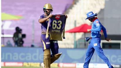 హాఫ్ సెంచరీ తర్వాత ‘సురేందర్’ జెర్సీ చూపించిన నితీశ్ రాణా.. ఎవరీ సురేందర్...