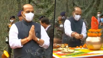 Rajnath performs 'Shastra Pooja' near China border