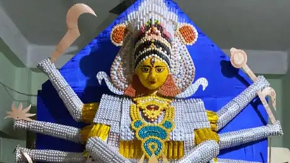 A Durga idol from strips of expired tablets and injections!