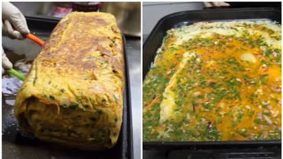 60 മുട്ടകള് കൊണ്ട് തയ്യാറാക്കിയ ഒരു കിടിലൻ ഓംലെറ്റ്; വീഡിയോ കാണാം