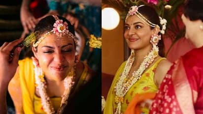 ഹൽദി ആഘോഷങ്ങളിൽ രാജകുമാരിയെപ്പോലെ കാജൽ അ​ഗർവാൾ; വീഡിയോ തരംഗമാകുന്നു