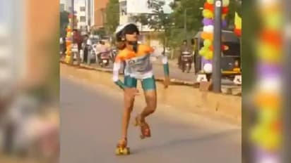 കണ്ണുകെട്ടി റോളർ സ്കേറ്റിൽ കിടിലന് അഭ്യാസം; റെക്കോര്ഡില് ഇടം നേടി പെണ്കുട്ടി