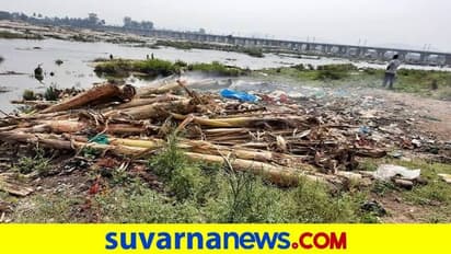 ಕೊಪ್ಪಳ: ಹುಲಿಗೆಮ್ಮ ದೇವಸ್ಥಾನ ಬಳಿ ತುಂಗಭದ್ರಾ ನದಿ ಮಲಿನ