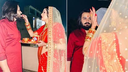 मांग में सिंदूर और लाल जोड़े में शादी के बाद सपना चौधरी ने मनाया पहला करवा चौथ, सामने आई फोटोज