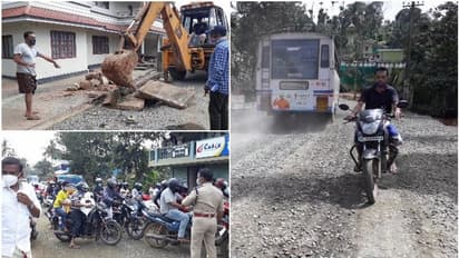 പടിഞ്ഞാറത്തറ-കല്പ്പറ്റ റോഡ് നവീകരണം: കുടിവെള്ളം മുട്ടിയതില് പിണങ്ങോട്ടെ ജനം പ്രതിഷേധത്തില്
