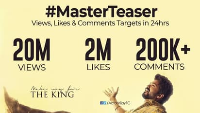 ஒரே நாளில் யூ-டியூப்பை மிரள வைத்த “மாஸ்டர்”... எத்தனை கோடி பேர் பார்த்திருக்காங்க தெரியுமா?