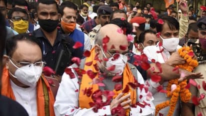 नीतीश की ताजपोशी, अमित शाह-जेपी नड्डा पर फूलों की बारिश, देखें शपथ ग्रहण की 10 खास तस्वीरें...