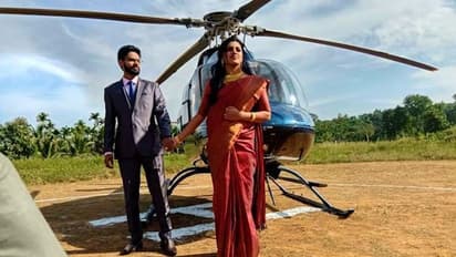 Kerala bride arrives in helicopter for wedding
