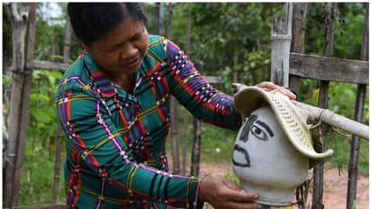 കൊറോണ വൈറസിനെ ഓടിക്കാൻ കോലങ്ങൾ നാട്ടുന്ന ​ഗ്രാമങ്ങൾ!