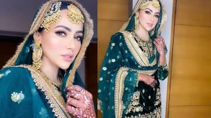 പച്ച ഷറാറയില്‍ അതിമനോഹരി; ചിത്രങ്ങള്‍ പങ്കുവച്ച് സന ഖാൻ