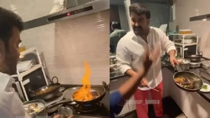 'ചൂടാണ്, തൊടരുത്'; മീൻ പൊരിക്കുന്ന മോഹന്‍ലാല്‍; വീഡിയോ