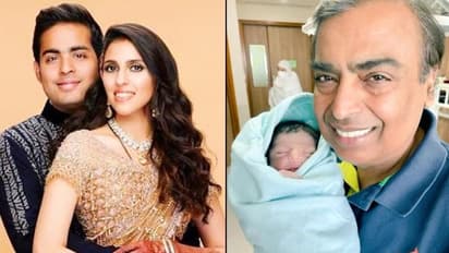 Mukesh Ambani all smiles as he holds his grandson; Shloka, Akash's baby boy