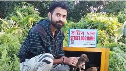 ഉപേക്ഷിക്കപ്പെട്ട ടിവി സെറ്റുകൊണ്ട് തെരുവ് നായകൾക്ക് വീടൊരുക്കി യുവാവ്