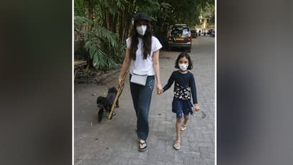 Shraddha Kapoor spotted taking a walk with dog Shyloh and niece Vedika in Mumbai