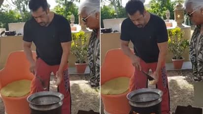 फ्रेंच कट रख, कुक बने सलमान खान, देसी स्टाइल में चूल्हे पर खाना बनाते आए नजर, PHOTOS