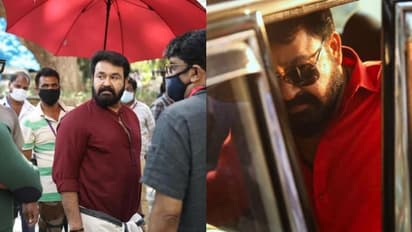 ചുവപ്പ് ഷർട്ടിട്ട് മുണ്ട് മടക്കിയുടുത്ത് മാസ് ലുക്കിൽ മോഹൻലാൽ; ചിത്രം ഏറ്റെടുത്ത് ആരാധകർ