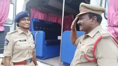 ഡെപ്യൂട്ടി സൂപ്രണ്ടായ മകളെ സല്യൂട്ട് ചെയ്ത് അച്ഛൻ പൊലീസ്, ഏറ്റെടുത്ത് ട്വിറ്റർ