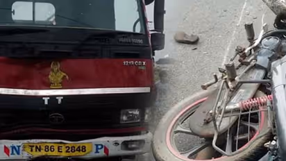 இருசக்கர வாகனம் மீது லாரி மோதல்... திருமணமாகி 20 நாட்களேயான புதுமாப்பிள்ளை துடிதுடித்து உயிரிழப்பு..!