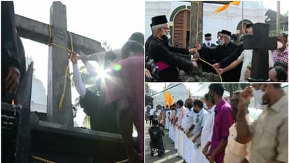 കുരിശിൽ കയർ കെട്ടി പ്രതിജ്ഞ; പള്ളി ഏറ്റെടുക്കലിനെതിരെ വ്യത്യസ്ത പ്രതിഷേധവുമായി യാക്കോബായ സഭ