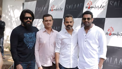 KGF star Yash, Prabhas pose together at Salaar launch