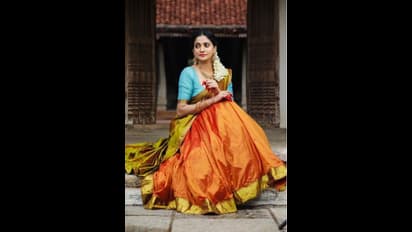 தங்க நிற தாவணியில்... தகதகவென மின்னும் லாஸ்லியா..! பொங்கல் ஸ்பெஷல் மிரட்டல் போட்டோ ஷூட்..!