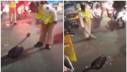 റോഡിൽ കിടന്ന പൊട്ടിയ ചില്ലുകൾ നീക്കം ചെയ്ത വനിതാ ട്രാഫിക്ക് പൊലീസുകാരിയ്ക്ക് സോഷ്യൽ മീഡിയയിൽ അഭിനന്ദനപ്രവാഹം