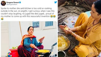 कंगना रनोट की मां ने ठंड से बचने लगाया मजेदार जुगाड़, किचन ठंडा था तो धूप में ऐसे बनाया खाना