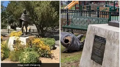 കാലിഫോര്ണിയയില് മഹാത്മ ഗാന്ധി പ്രതിമ തകര്ത്തു; പ്രതിഷേധം അറിയിച്ച് ഇന്ത്യ