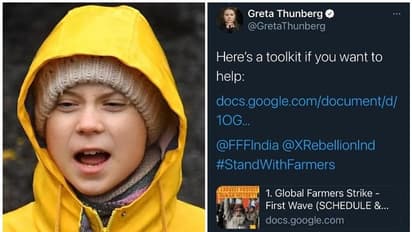 ഇന്ത്യയ്ക്കെതിരായ ഗൂഡാലോചന ഉള്പ്പെട്ട കര്ഷക സമരത്തിന്റെ ലഘുലേഖ പങ്കുവച്ച് ഗ്രേറ്റ തുന്ബെര്ഗ്