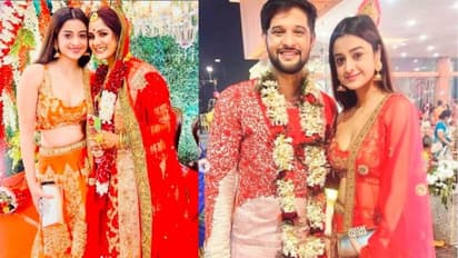 নীল-তৃণার বিয়েতে নজর কাড়লেন দর্শনা, লো নেক লেহেঙ্গাতে স্লো মোশনে করলেন বাজিমাত