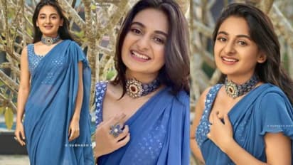 നീല സാരിയും ചോക്കറും; സ്റ്റൈലിഷായി എസ്തര്‍; ചിത്രങ്ങള്‍ വൈറല്‍