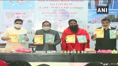 കൊവിഡ് മരുന്നിന്റെ ശാസ്ത്രീയ തെളിവുമായി പതഞ്ജലി, രോഗംഭേദമായെന്ന് അവകാശവാദം, ചടങ്ങിൽ കേന്ദ്രമന്ത്രിയും