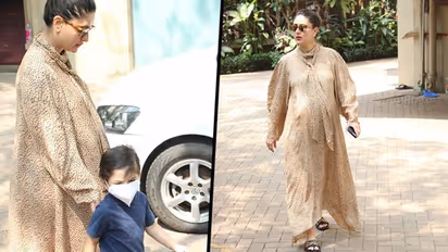 Ahead of delivery Kareena Kapoor walks down with Taimur; while everyone waits for the good news