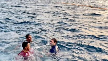 సరదా: సముద్రంలో ఈతకొట్టిన రాహుల్ గాంధీ
