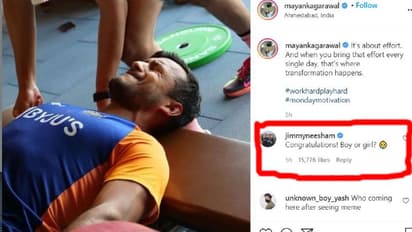 ஒர்க் அவுட் ஃபோட்டோவை போட்ட மயன்க் அகர்வாலை மரண கலாய் கலாய்த்த ஜிம்மி நீஷம்..!