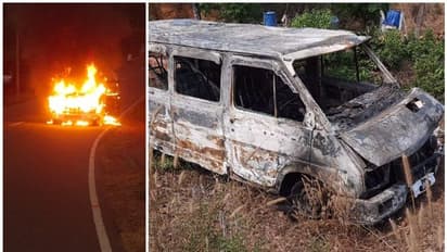 വയർ കരിഞ്ഞ മണം, വാഹനം നിർത്തി പരിശോധിക്കുന്നതിനിടെ തീ ആളിപ്പടർന്നു, കുടുംബം രക്ഷപ്പെട്ടത് തലനാരിഴയ്ക്ക്