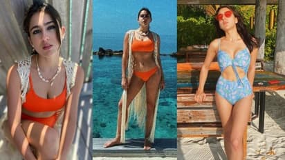 ఆరేంజ్‌ బికినీలో నీలి సముద్రానికే చెమటలు పట్టిస్తున్న సారా అలీ ఖాన్‌