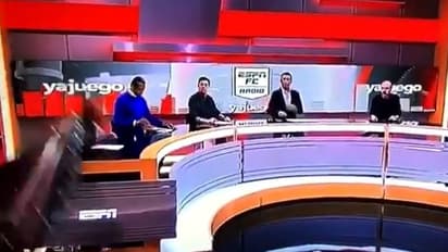 ನೇರ ಪ್ರಸಾದ ವೇಳೆ ಟಿವಿ ನಿರೂಪಕನ ಮೇಲೆ ಬಿದ್ದ ಸ್ಟುಡಿಯೋ ಸೆಟ್; ವಿಡಿಯೋ ವೈರಲ್!