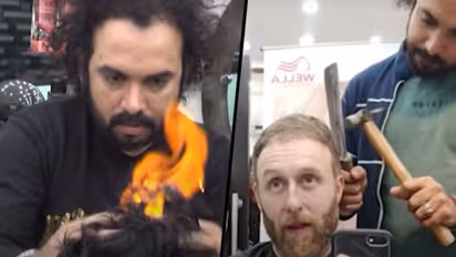 Lahore barber uses fire, knife and hammer to style hair; Watch this viral video