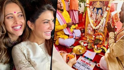 Ram Setu: Nushrratt Bharuccha, Jacqueline Fernandez look happy as Akshay Kumar clicks picture at Ayodhya