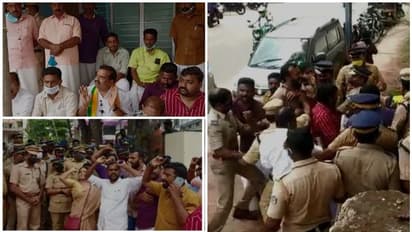 കാട്ടാക്കടയിൽ ഡിവൈഎസ്പി ഓഫീസ് ഉപരോധിച്ച് ബിജെപി സ്ഥാനാർത്ഥി; പ്രവർത്തകരും പൊലീസും തമ്മിൽ ഉന്തും തള്ളും