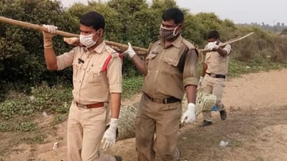 కుళ్లిన శవాన్ని భుజాలపై మోసిన పోలీసులు... ప్రశంసించిన డిజిపి సవాంగ్