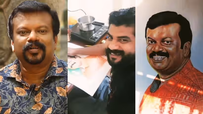 സംവിധായകന് ആദിത്യനെ ക്യാന്വാസിലാക്കി 'സാന്ത്വന'ത്തിലെ സേതു; കയ്യടിച്ച് പ്രേക്ഷകര്