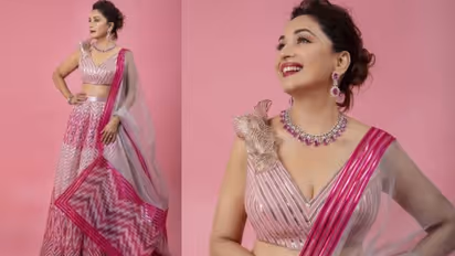 പിങ്കില് മനോഹരിയായി മാധുരി ദീക്ഷിത്; ലെഹങ്കയുടെ വില ലക്ഷങ്ങള്