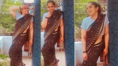 അമ്മയുടെ സാരിയടിച്ചുമാറ്റിയത്, ബ്ലൗസിന് പകരം ടീ ഷർ‍ട്ടും; ചിത്രങ്ങള്‍ പങ്കുവച്ച് സനുഷ