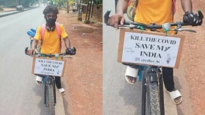 എടപ്പാളില്‍ നിന്നും കശ്മീരിലേക്ക്, കൊവിഡ് ബോധവത്കരണവുമായി ചിന്നന്‍റെ സൈക്കിള്‍ യാത്ര