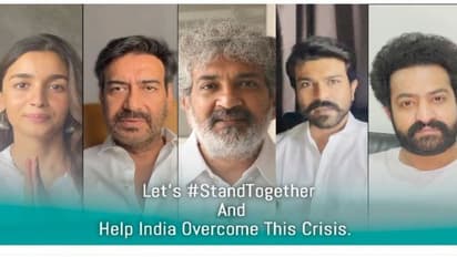 కరోనాని ఎదుర్కొనేందుకు `కలిసినిలబడదాం`.. `ఆర్‌ఆర్‌ఆర్‌` టీమ్ ఐదు భాషల్లో సందేశం