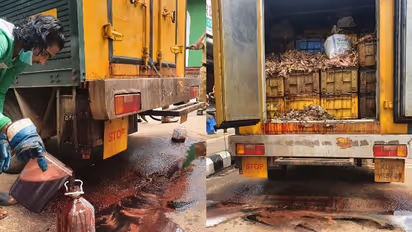 അറവുമാലിന്യം ശേഖരിക്കുന്ന വാഹനത്തിൽ നിന്ന് രക്തമടങ്ങിയ ജലം റോഡിൽ; വാഹനം തടഞ്ഞ് നാട്ടുകാർ