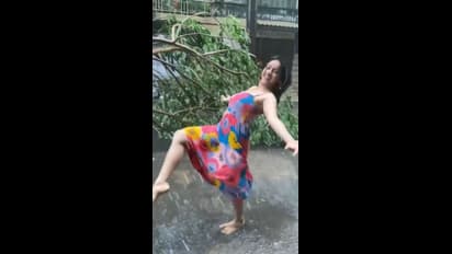 புயலில் விழுந்து கிடைக்கும் மரங்களுக்கு நடுவே குத்தாட்டம் போட்ட சீரியல் நடிகை.! வலுக்கும் கண்டனம்..!